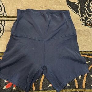 High-Waisted Navy Blue Athletic Shorts